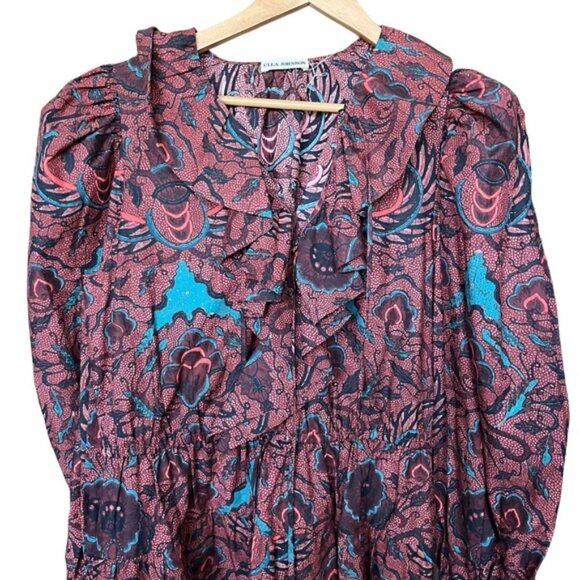 Ulla Johnson Caris Carmine Batik Mini Dress Women Size 10 - Picture 4 of 10